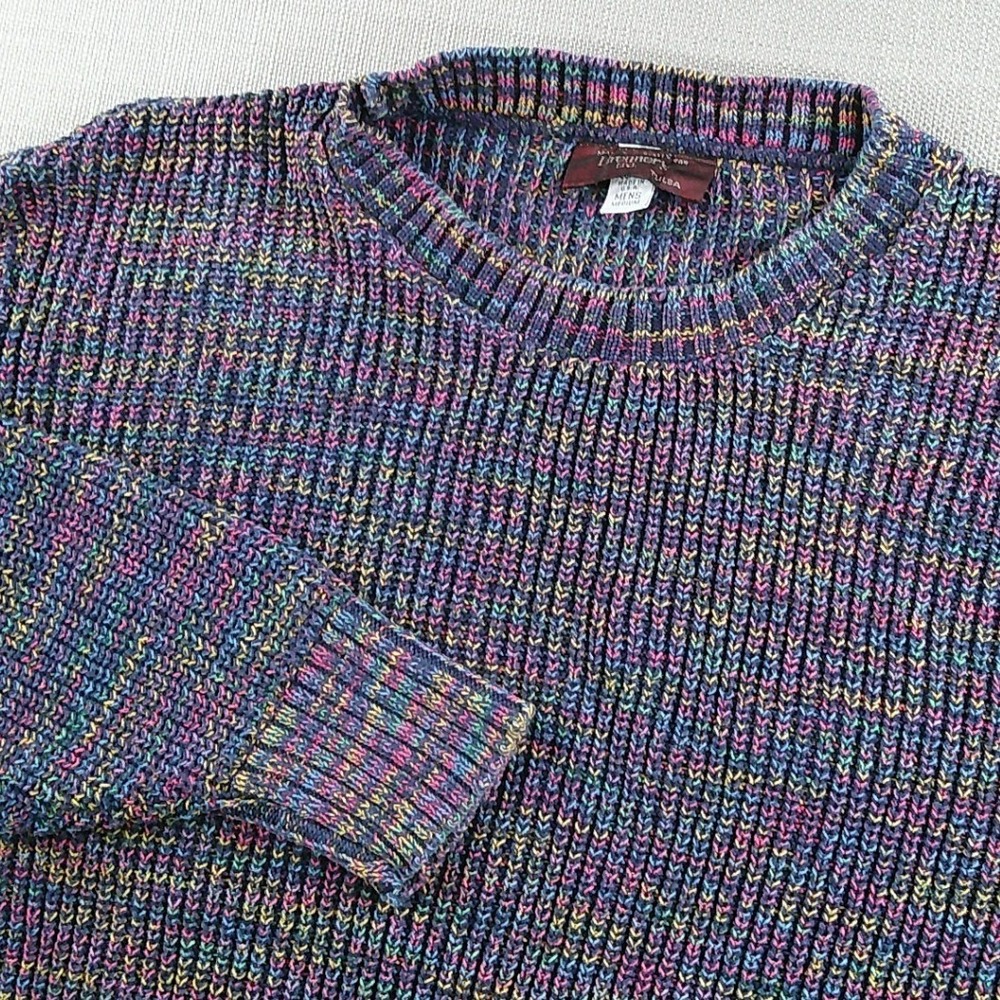 VIntage Brenner's Tulsa Mens Medium Multi Color Cotton Knit Crew Neck USA